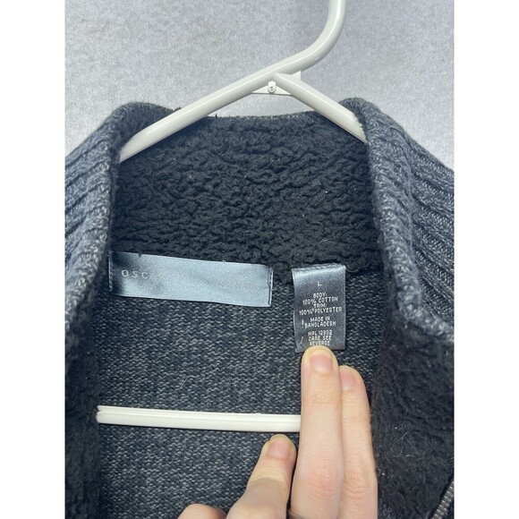 Oscar De La Renta Size Large Full Zip Sweater Mens Gray Cotton Preppy - Picture 2 of 3